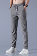 Men's Tapered Stretch Trousers with Drawstring Waist