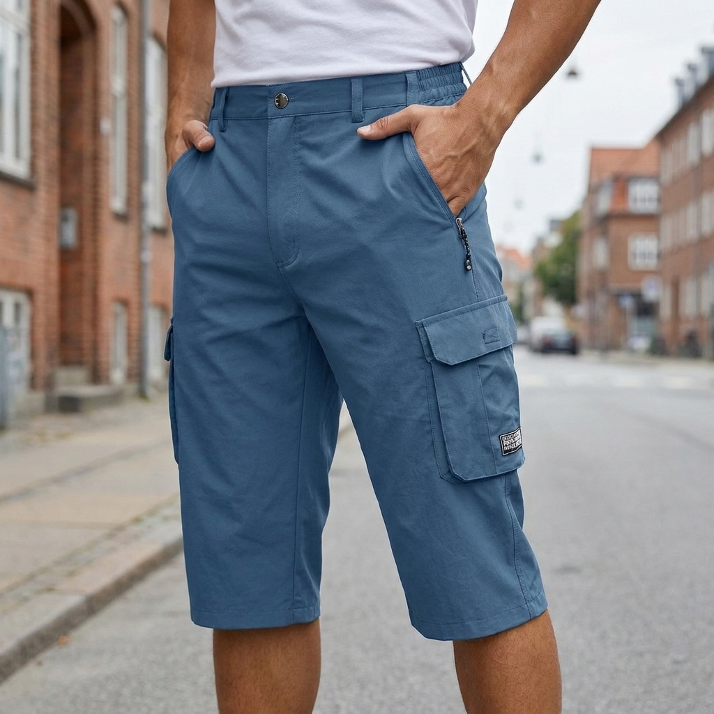 Longline Cargo Shorts with Zip Pocket Detail