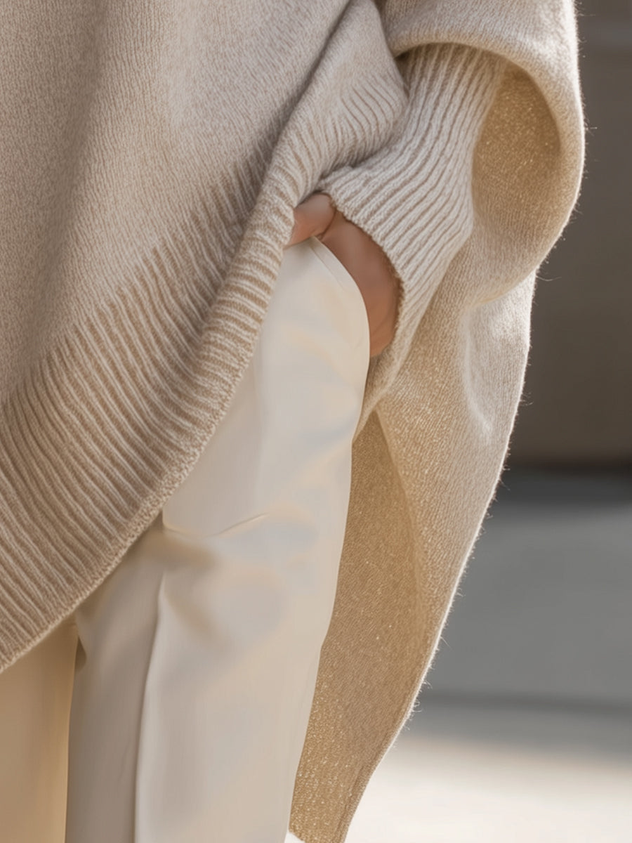 Women's Oversized Asymmetric Hem Knit Sweater