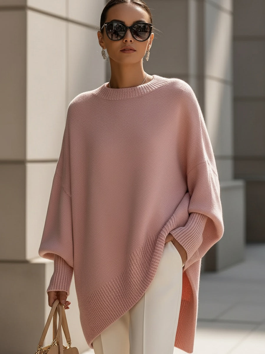 Women's Oversized Asymmetric Hem Knit Sweater