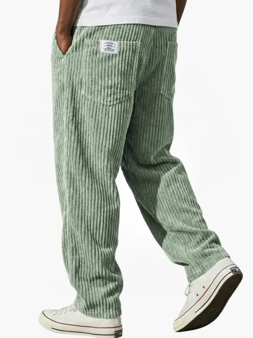 Men's Wide Leg Corduroy Trousers with Patch Pocket