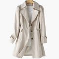 Trench-coat cintré pour femme à coupe trapèze et revers cranté