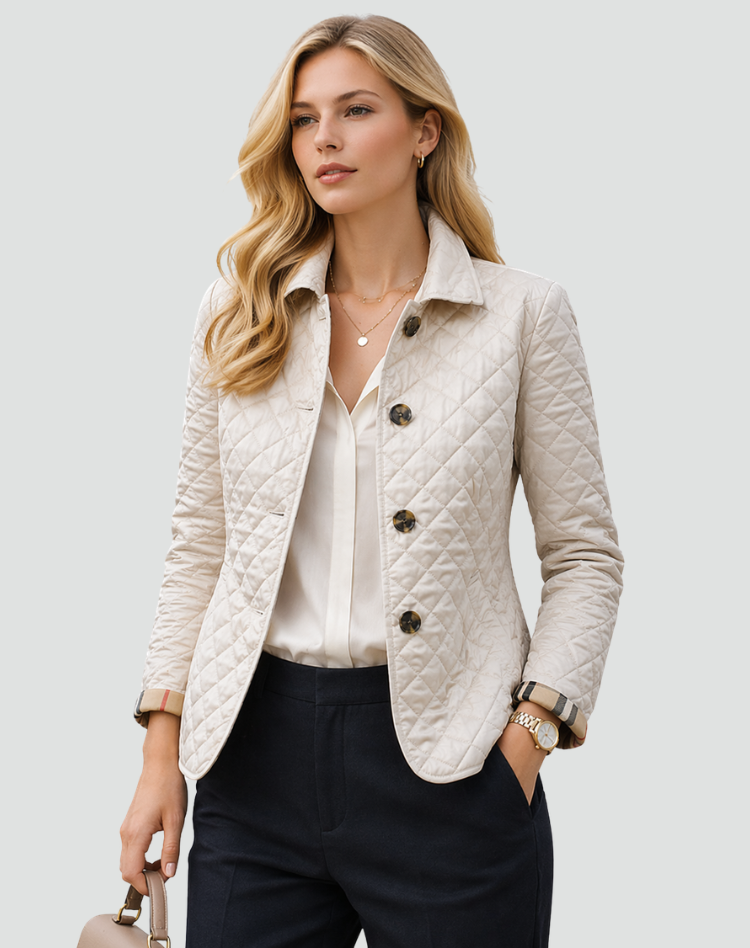 Women's Quilted Jacket with Contrast Cuff Lining