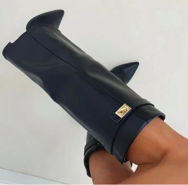 Women's Fold-Over Suede-Look Knee High Boots