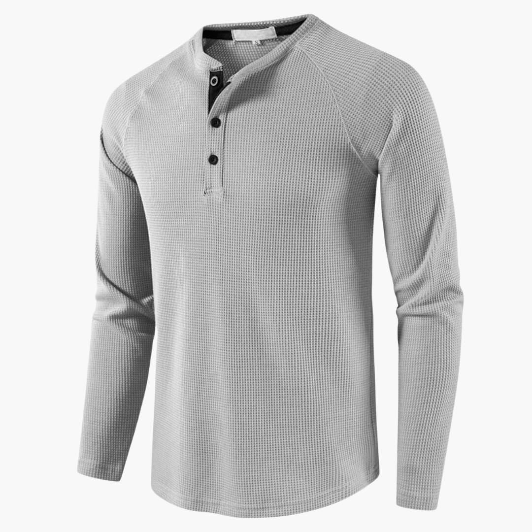 Men's Waffle Knit Henley with Raglan Sleeves