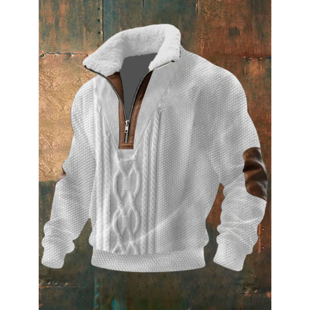 Men's Sherpa Collar Quarter-Zip Colourblock Sweater