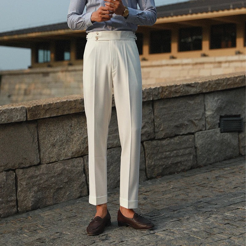 Men's High-Waist Pleated Tailored Trousers