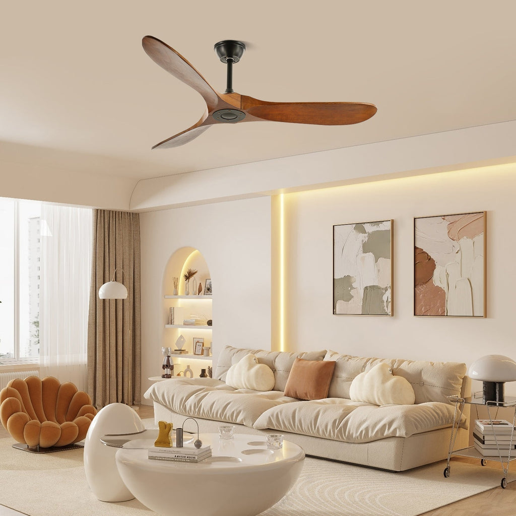 Wooden 3-Blade Ceiling Fan with Remote Control