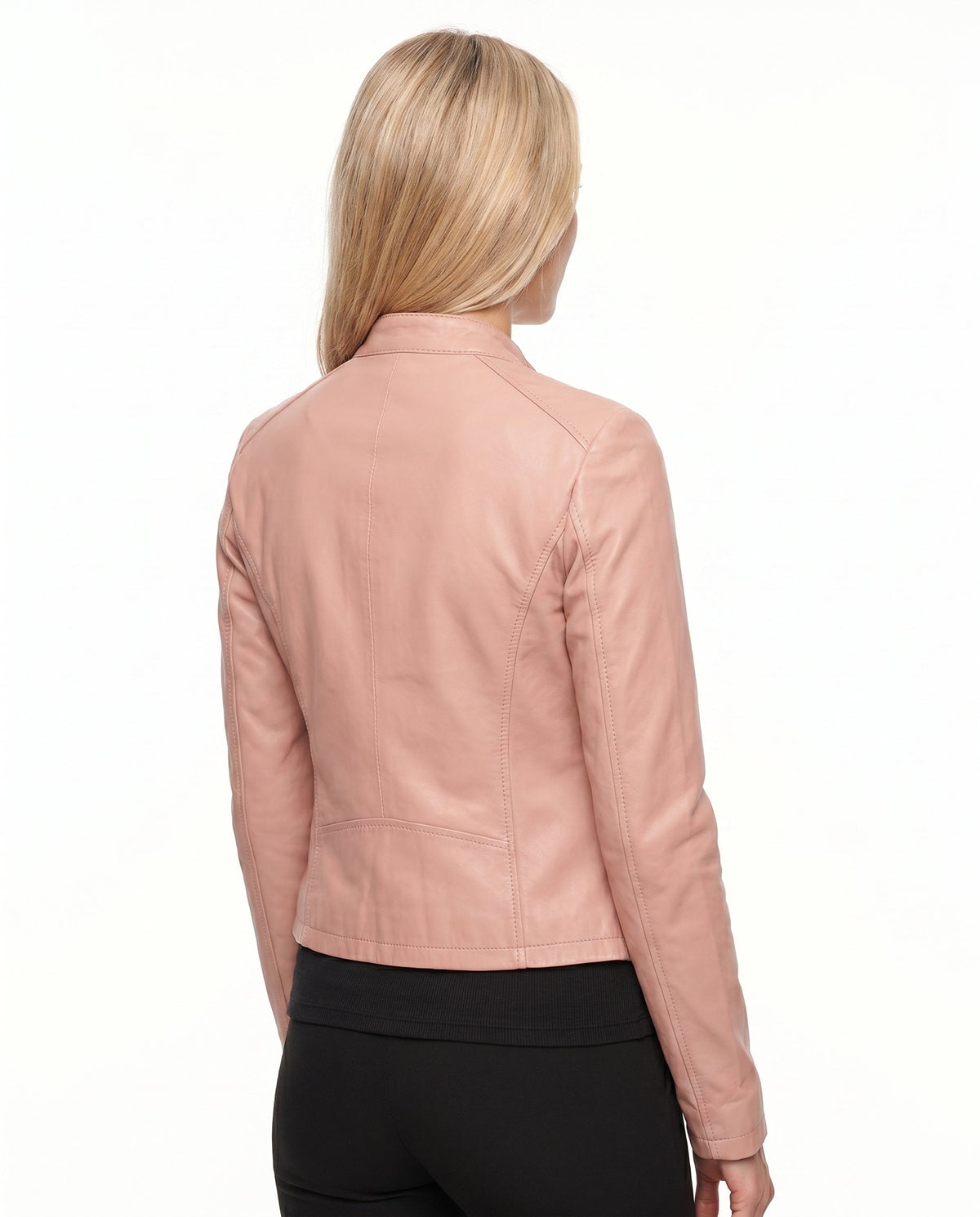 Veste zippée ajustée sans col pour femme