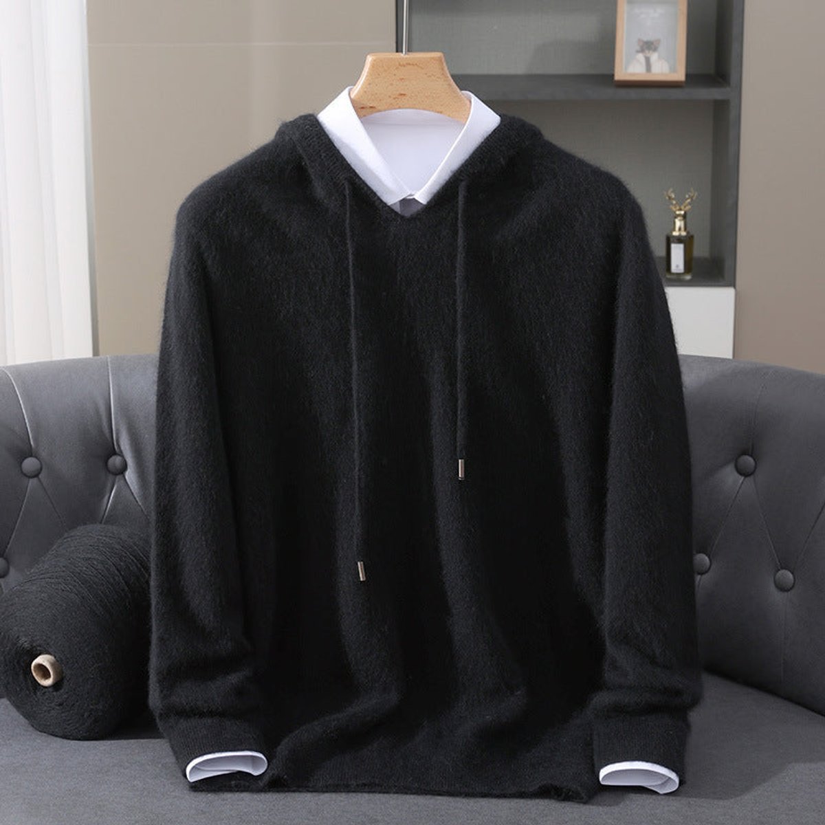 Men's Brushed Knit Hooded Pullover Sweater