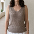 Crochet Knit Sleeveless Tank Top with V-Neck