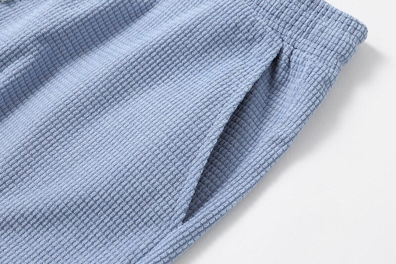 Shorts en maille gaufrée avec taille à cordon de serrage