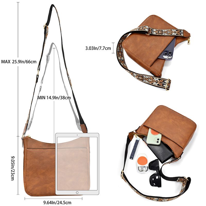 Crossbody Bag with Woven Jacquard Strap
