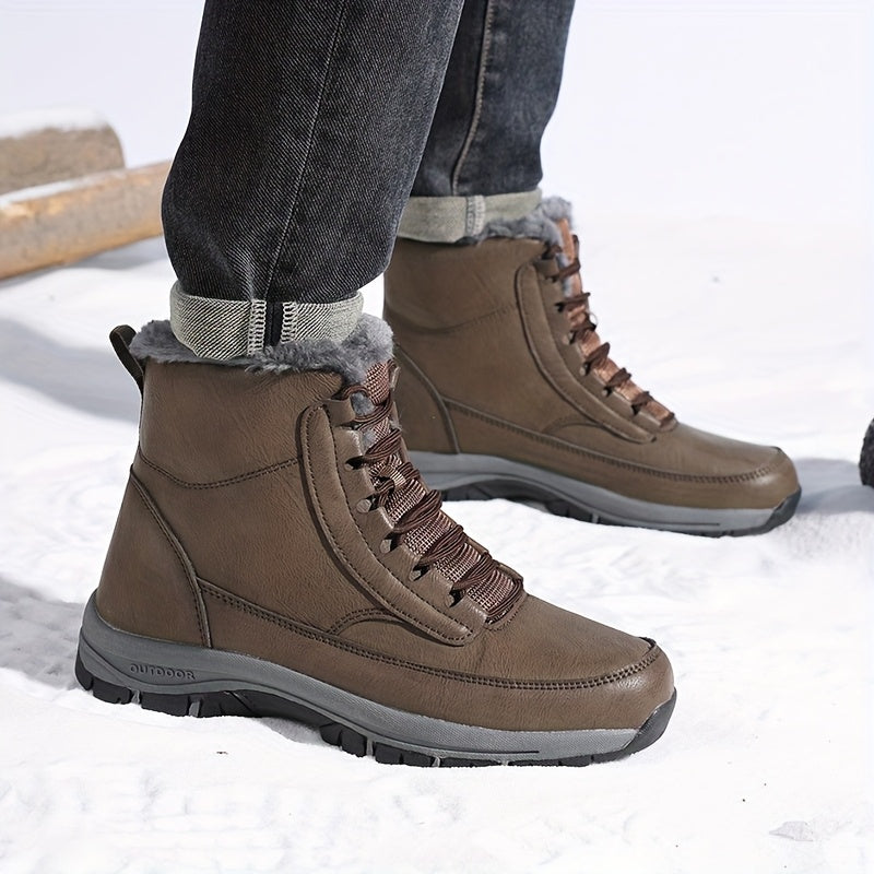 Women's Faux Fur Lined Lace-Up Hiking Snow Boots