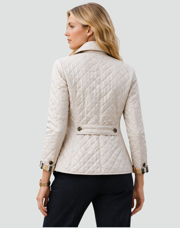 Women's Quilted Jacket with Contrast Cuff Lining
