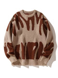 Men's Abstract Print Oversized Knit Sweater