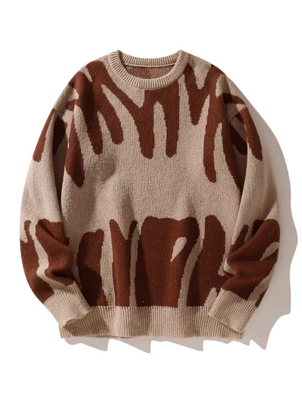 Men's Abstract Print Oversized Knit Sweater