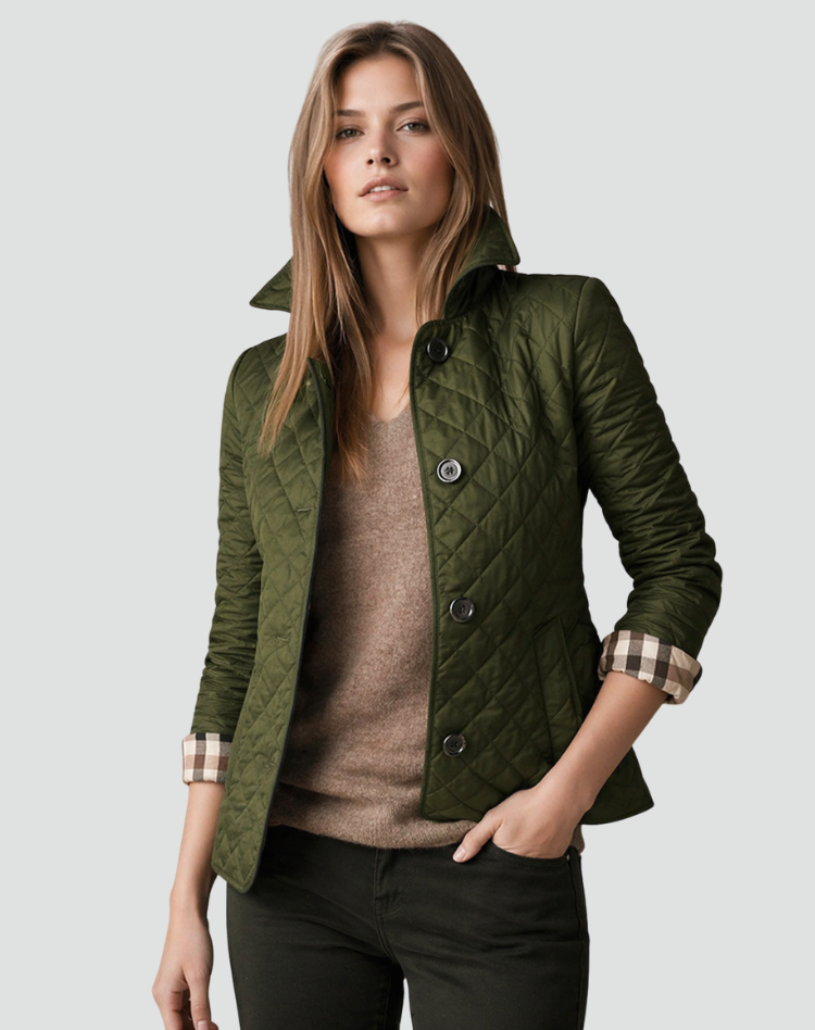 Women's Quilted Jacket with Contrast Cuff Lining