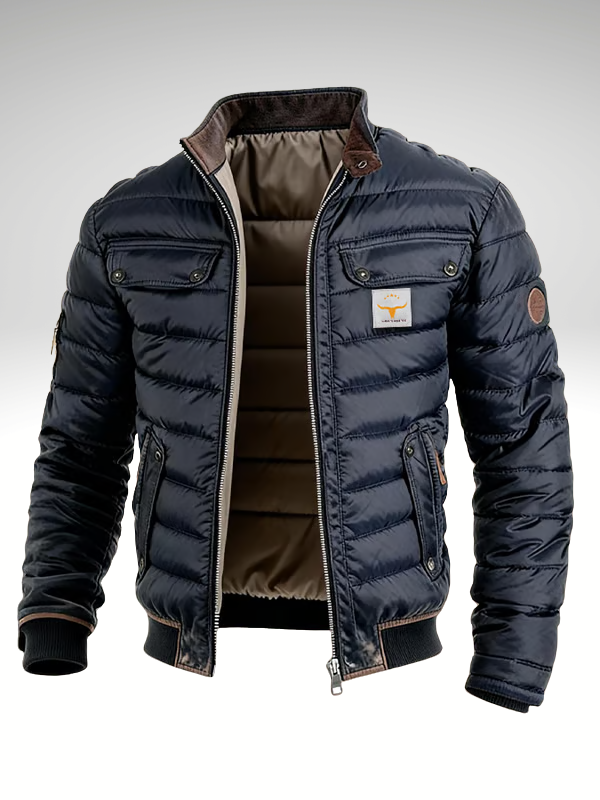Men's Quilted Puffer Jacket with Flap Pockets