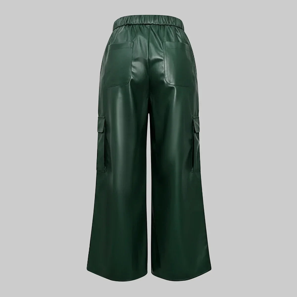 Women's Leather Wide Leg Cargo Trousers