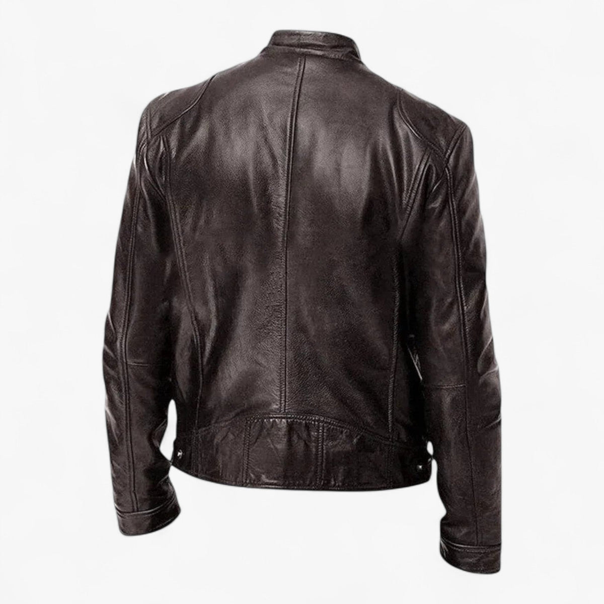 Men's Faux Leather Snap-Collar Moto Jacket