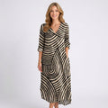 Print Midi Dress Women’s V Neck Relaxed Dress