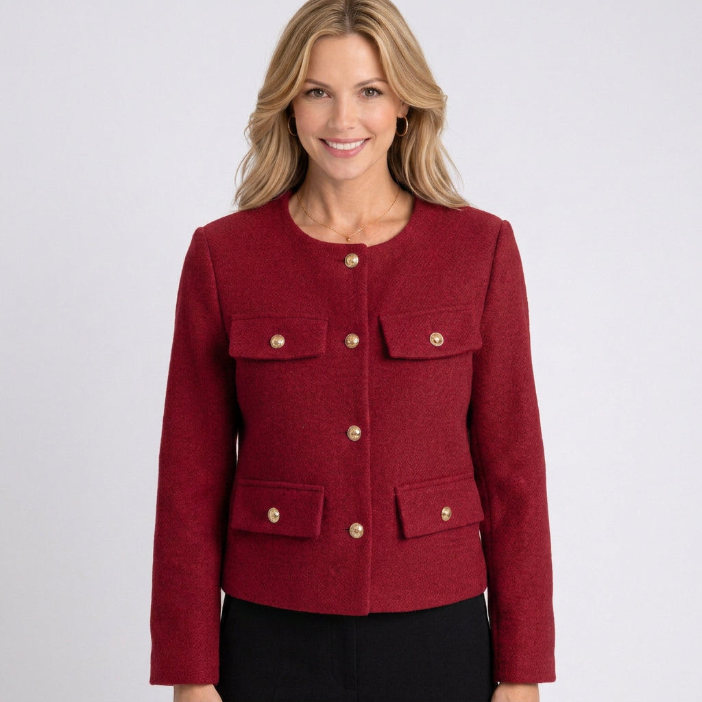 Jacket – Button Front Cropped Tailored Style