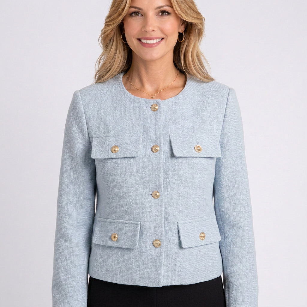 Jacket – Button Front Cropped Tailored Style