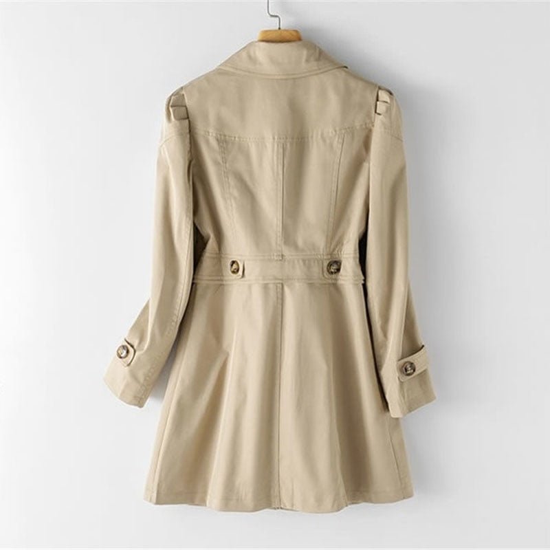 Trench-coat cintré pour femme à coupe trapèze et revers cranté