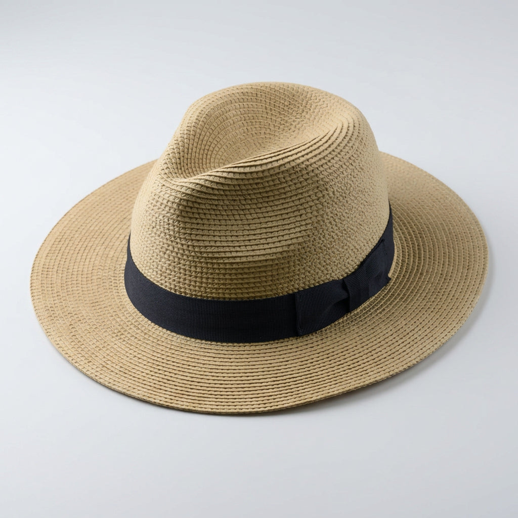 Handwoven Straw Panama Hat with Contrast Band