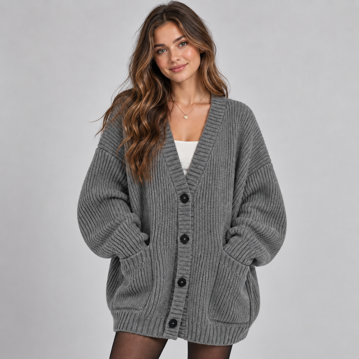 Women's Oversized Ribbed Knit Cardigan