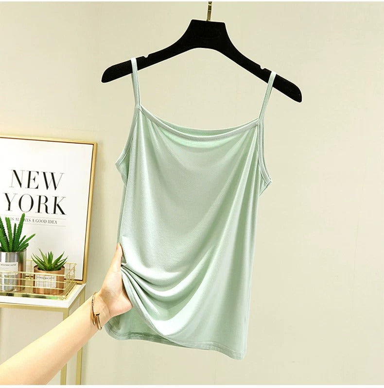 Women's Scoop Neck Spaghetti Strap Jersey Cami Top