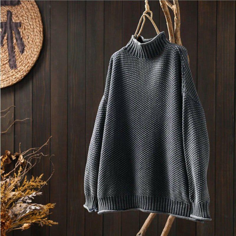 Women's Oversized Mock Neck Waffle Knit Sweater