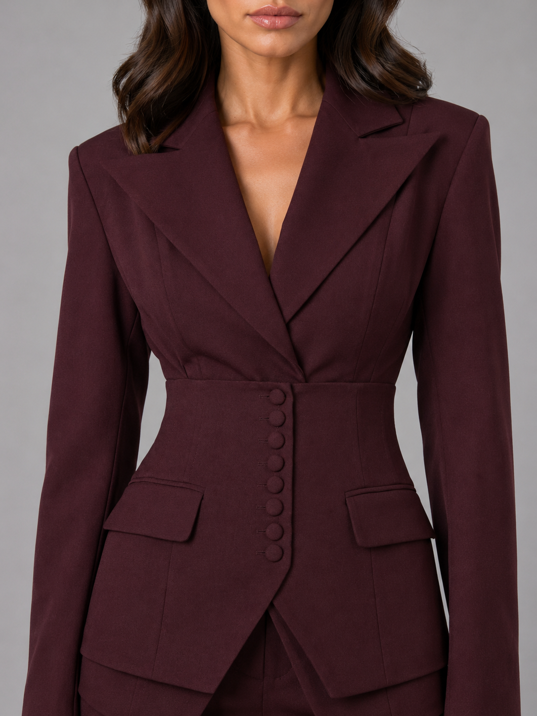 Women's Tailored Cinched-Waist Wide-Leg Suit Set