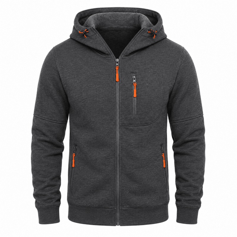 Men's Full-Zip Hooded Fleece Jacket with Zip Pockets
