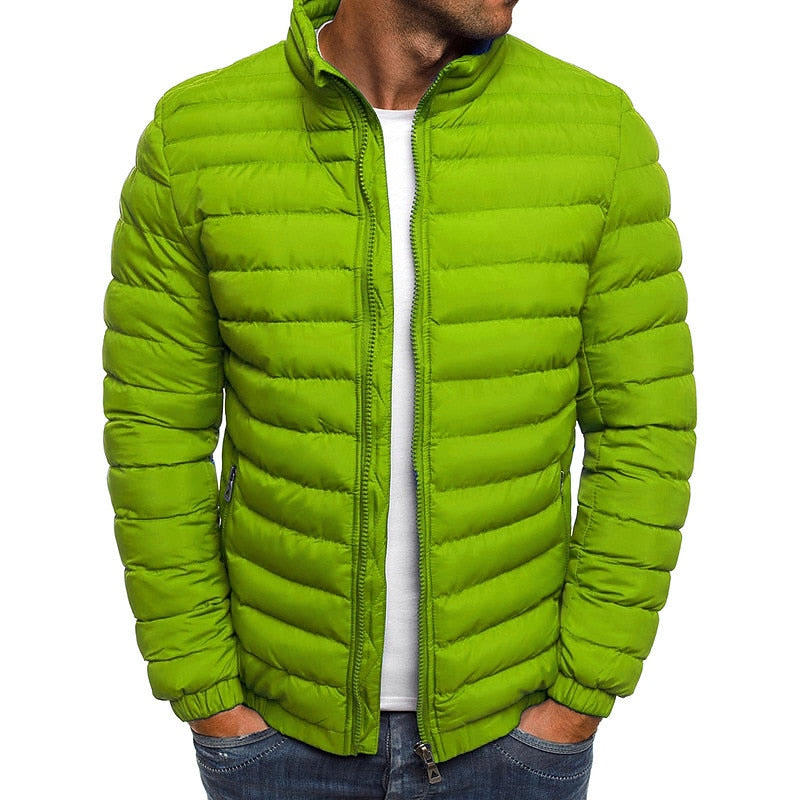 Men’s Lightweight Channel Quilted Stand Collar Puffer Jacket