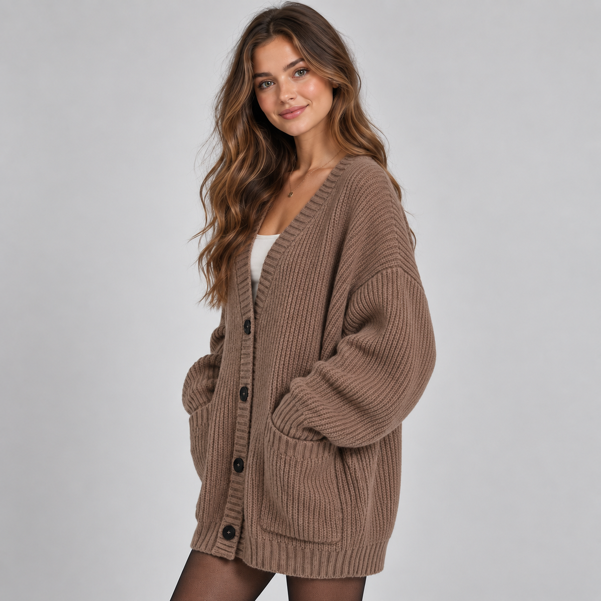 Women's Oversized Ribbed Knit Cardigan