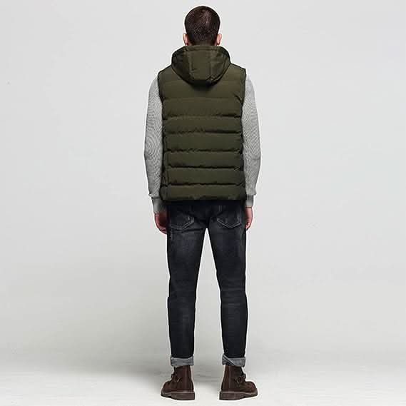 Men's Hooded Quilted Puffer Gilet with Zip Pockets