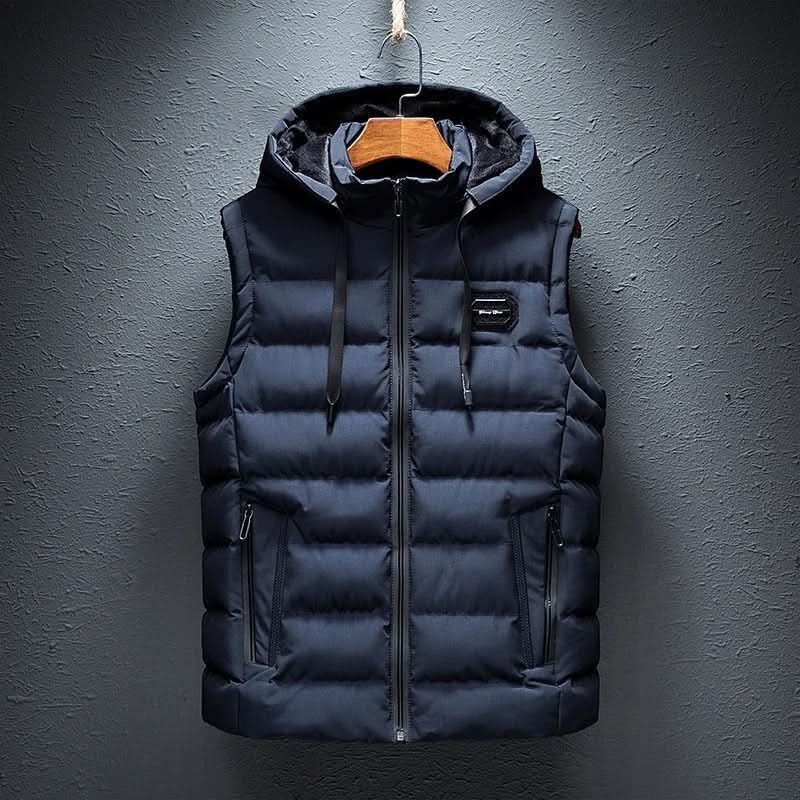 Men's Hooded Quilted Puffer Gilet with Zip Pockets