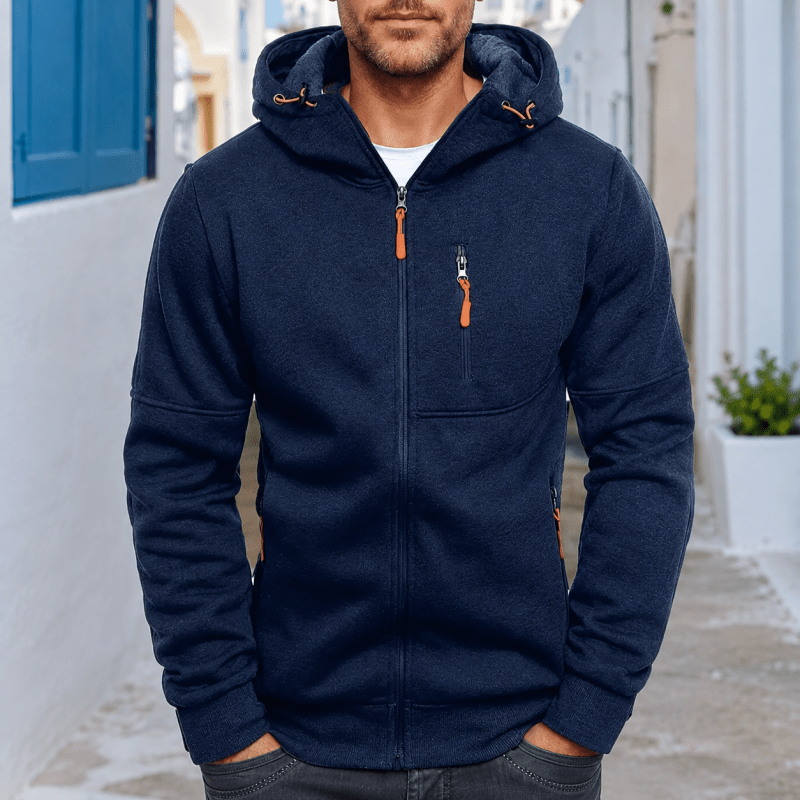 Men's Full-Zip Hooded Fleece Jacket with Zip Pockets