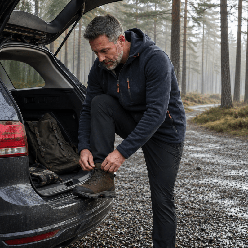 Men's Full-Zip Hooded Fleece Jacket with Zip Pockets