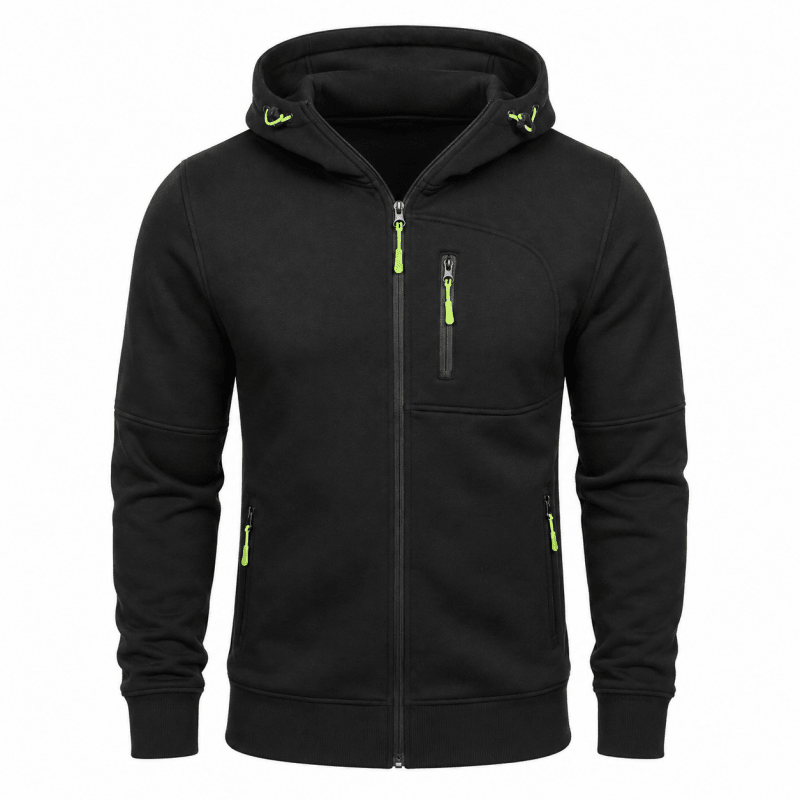 Men's Full-Zip Hooded Fleece Jacket with Zip Pockets