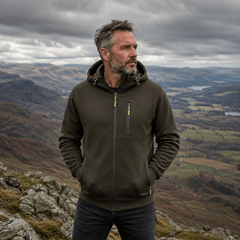 Men's Full-Zip Hooded Fleece Jacket with Zip Pockets