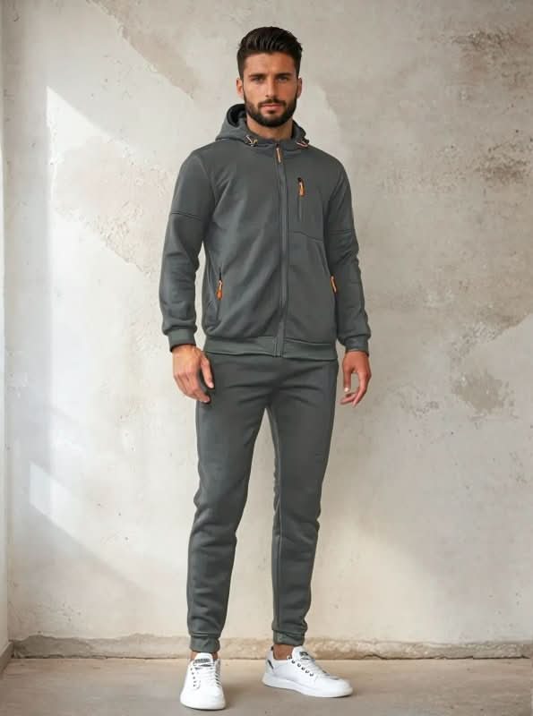 Men's Full-Zip Hooded Fleece Jacket with Zip Pockets