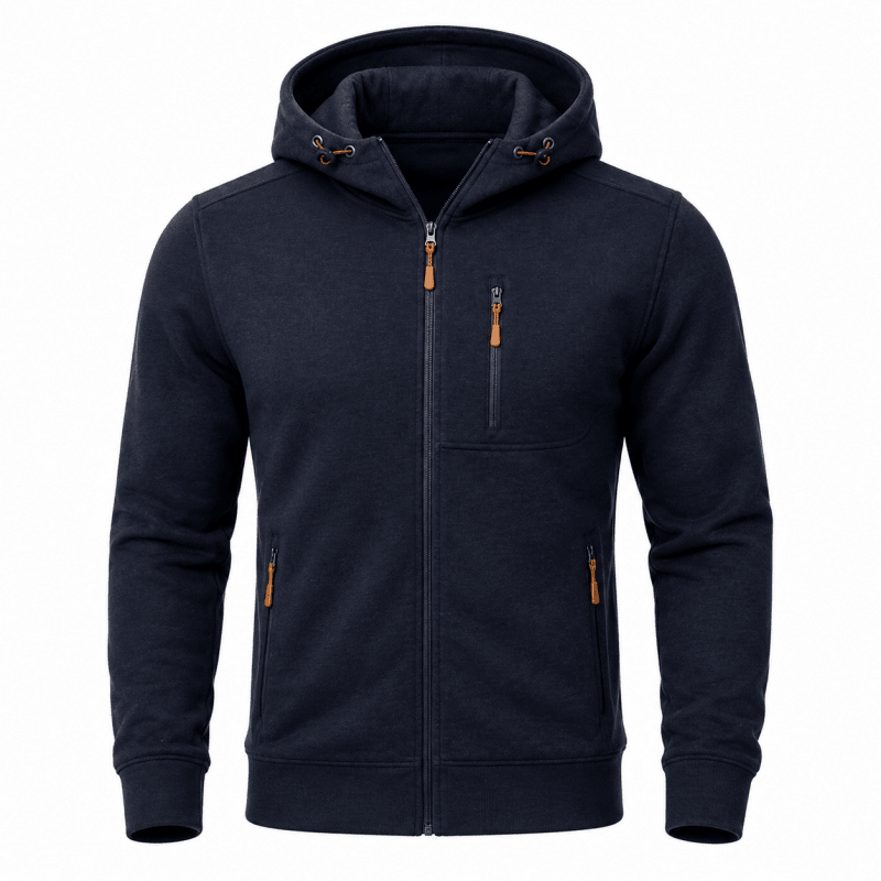 Men's Full-Zip Hooded Fleece Jacket with Zip Pockets