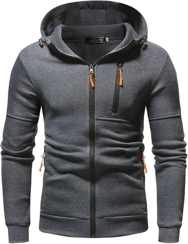 Men's Full-Zip Hooded Fleece Jacket with Zip Pockets