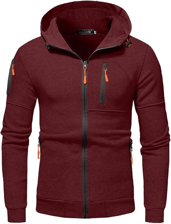 Men's Full-Zip Hooded Fleece Jacket with Zip Pockets