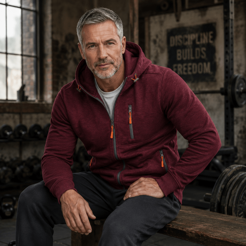 Men's Full-Zip Hooded Fleece Jacket with Zip Pockets