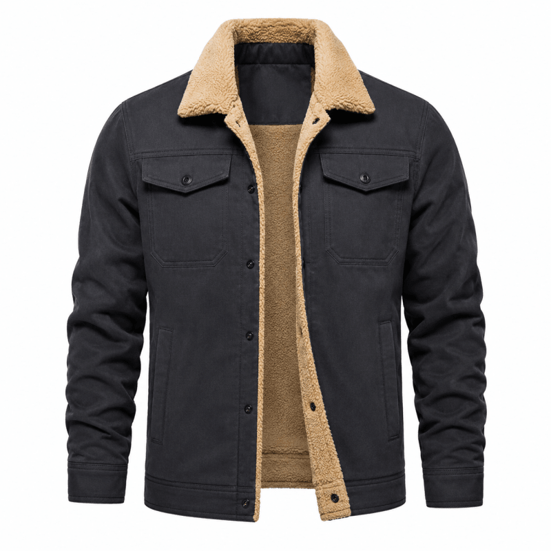 Veste trucker pour homme doublée en sherpa avec poches à rabat