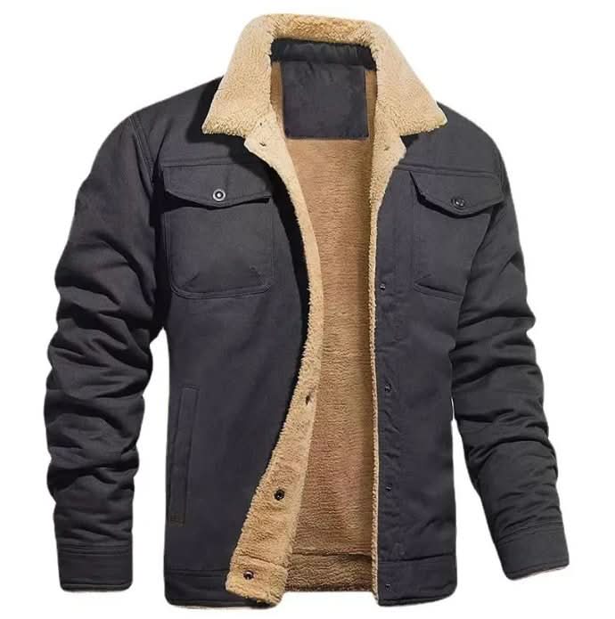 Veste trucker pour homme doublée en sherpa avec poches à rabat